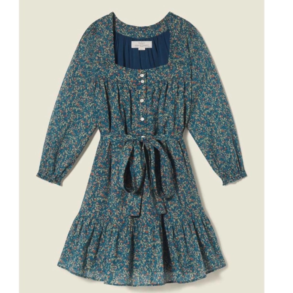 Trovata Cotton Floral Boho Style Tiered Belted Dress